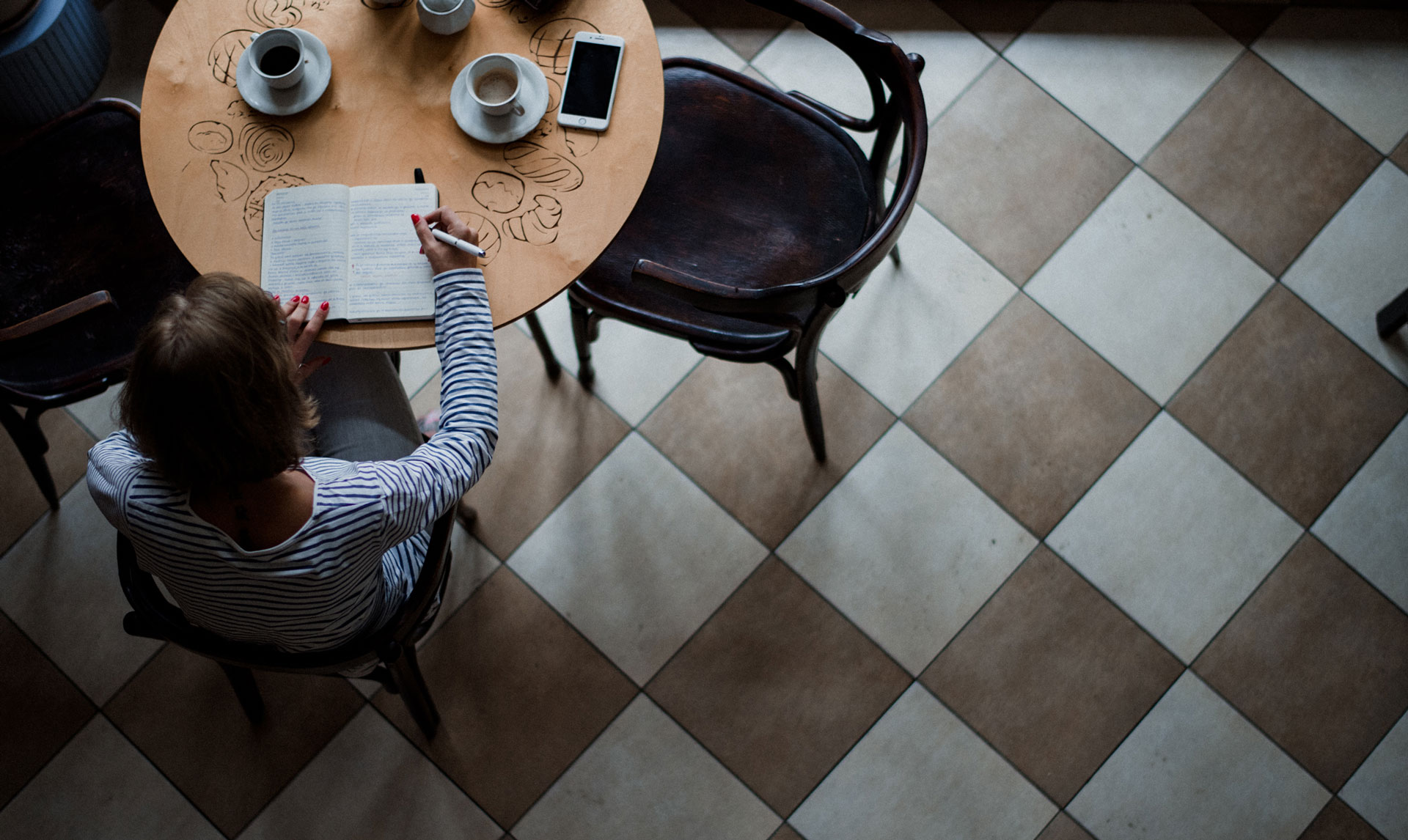 Notebook and coffee — planning a custom website